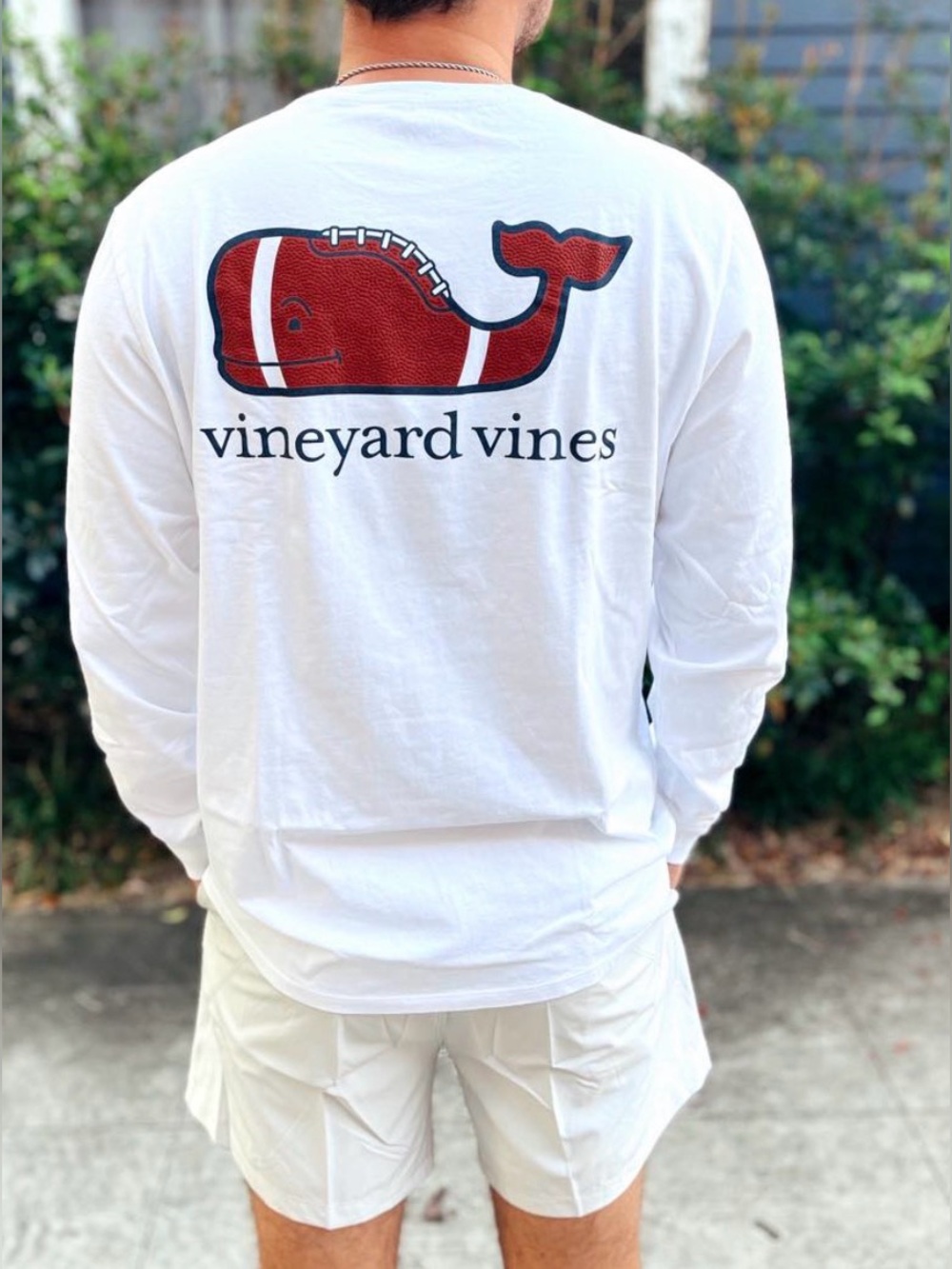 Vineyards Vines Football White Long Sleeve Shirt Small